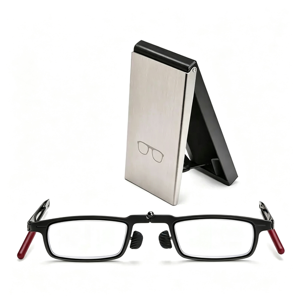 Portable Folding Pocket Reading Glasses for Men, with Slim Storage Case