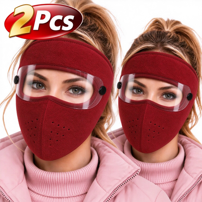 2PCS Winter Face Mask with Detachable Goggles, Windproof Thermal
