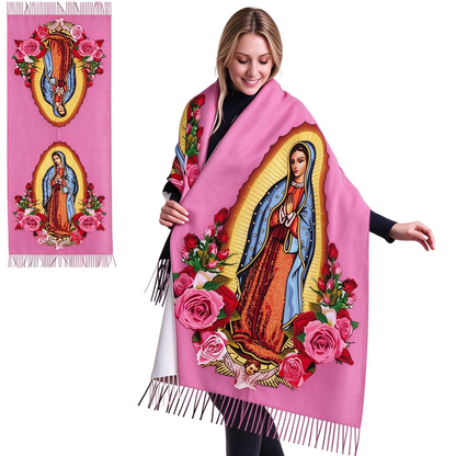 Virgen de Guadalupe Virgin Mary Prayer Shawls Tassel Wraps Cashmere