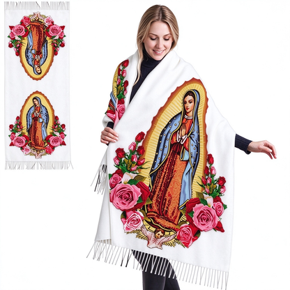 Virgen de Guadalupe Virgin Mary Prayer Shawls Tassel Wraps Cashmere