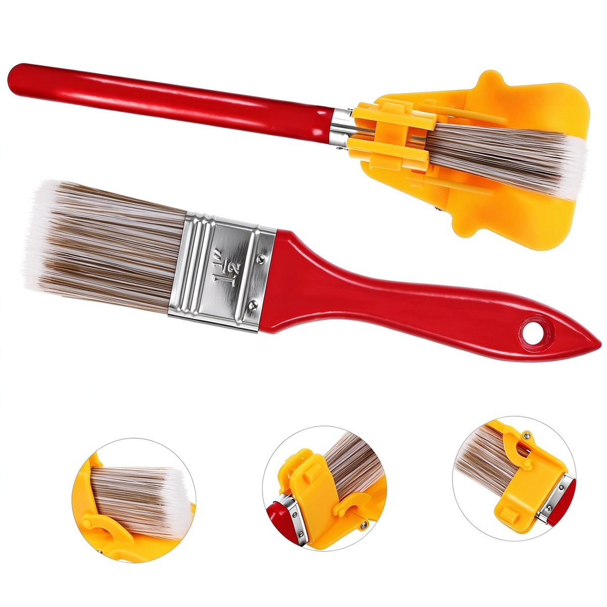 2pcs Paint Brush with Paint Shield, Handheld Wall & Ceiling Painting Tool