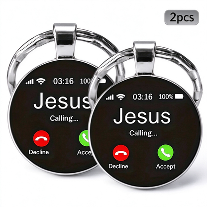 2Pcs Jesus Calling Keychain, Christian Key Ring Gift