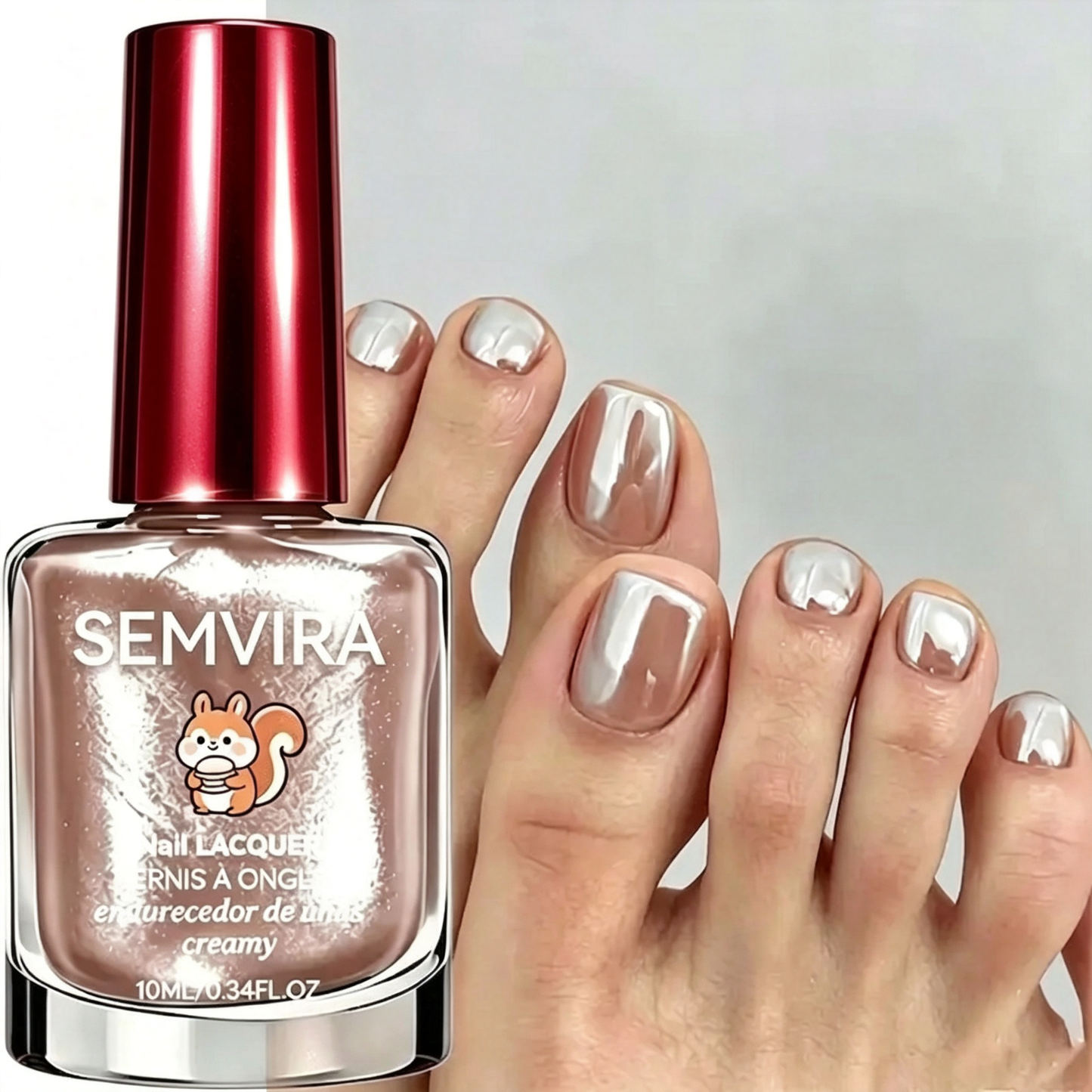 2PCS Milky Pearl White Nail Polish – Luxury Nude Chrome Finish Quick Dry