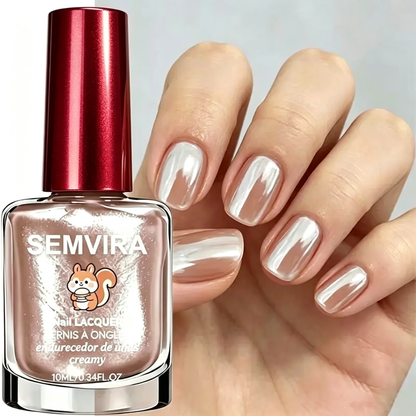 2PCS Milky Pearl White Nail Polish – Luxury Nude Chrome Finish Quick Dry