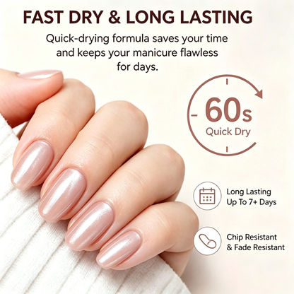 2PCS Milky Pearl White Nail Polish – Luxury Nude Chrome Finish Quick Dry