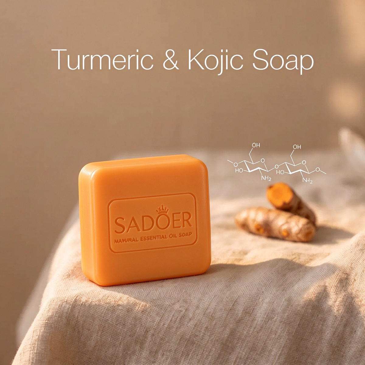2Pcs Turmeric Lemon Kojic Acid Ginger Handmade Essential Oil Soap