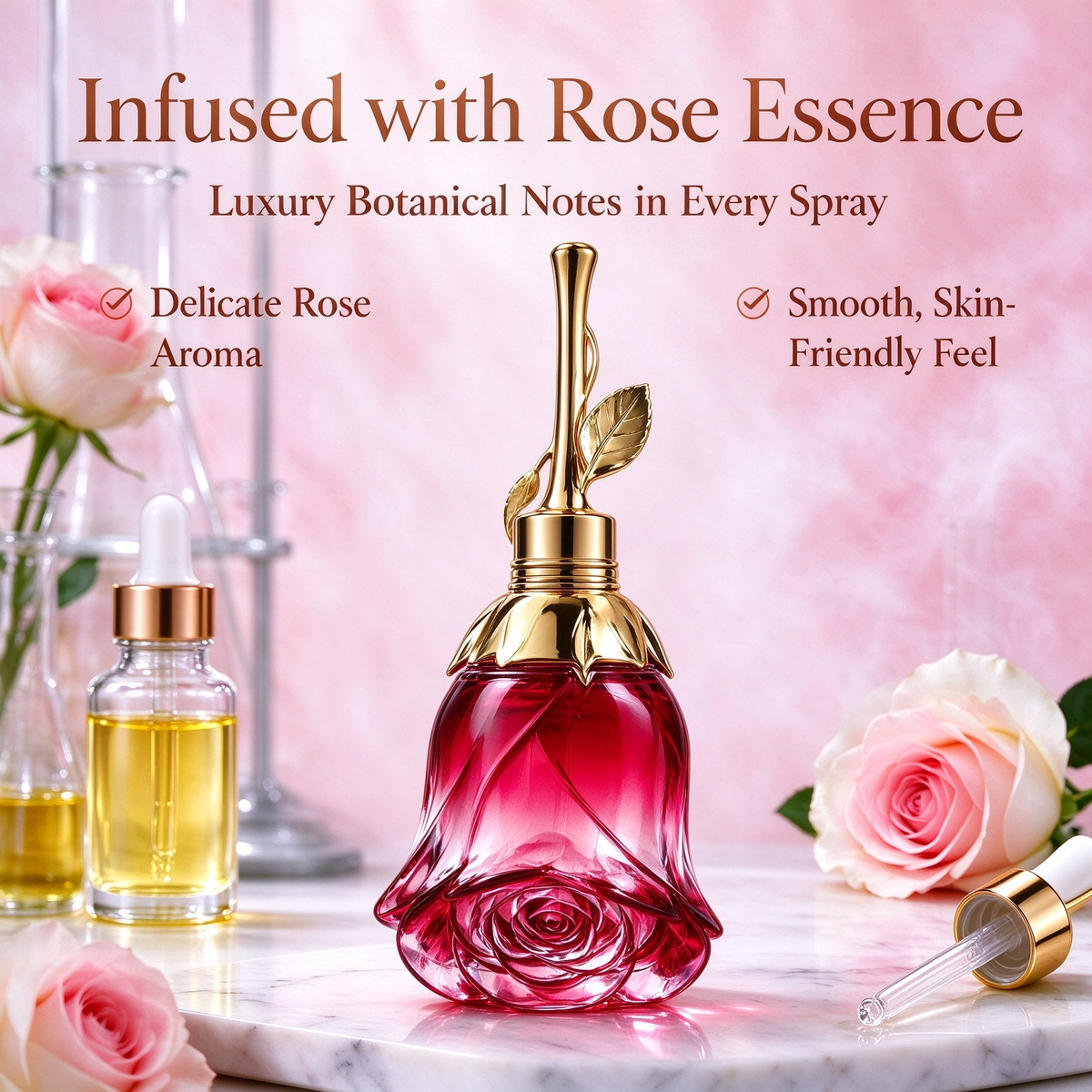 Elegant Women's Rose Pattern Perfume, Floral Rose Scent