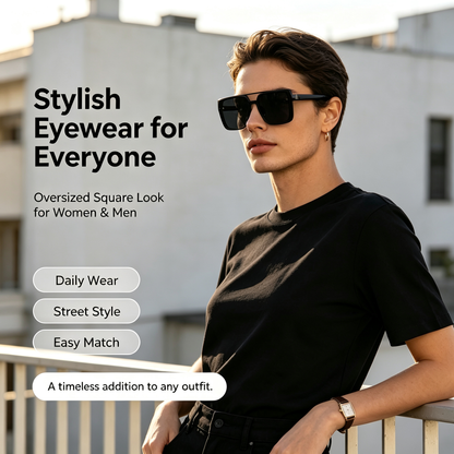 Retro Square Sunglasses Semi-Rimless Double Beam, UV Protection Lens