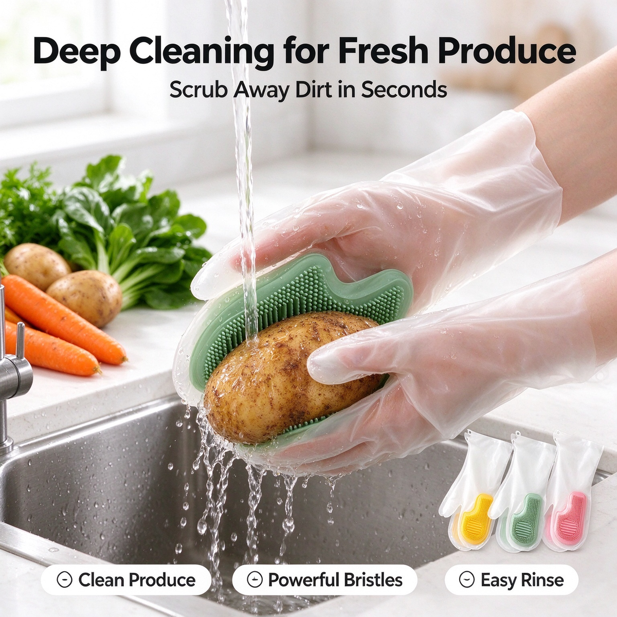 3 Pairs Multi-functional Kitchen Cleaning Gloves