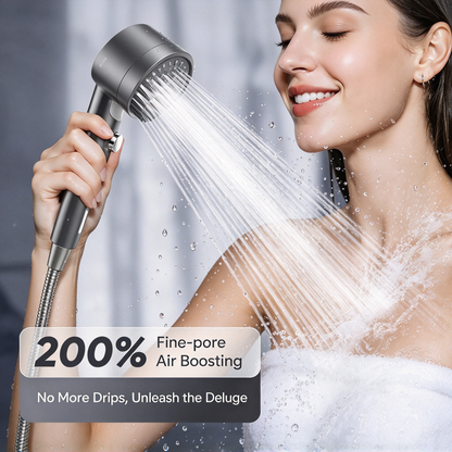 Silver Filtered Handheld Shower Head with ON/OFF Switch, Multi-Mode
