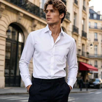 Men's French Cuff Dress Shirt Regular Fit Formal Business