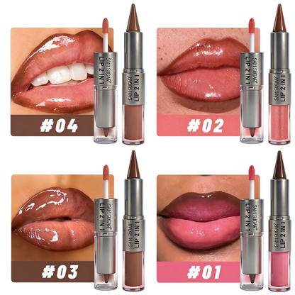 4Pcs/set Dual-Ended 2-in-1 Lip Gloss & Matte Lip Liner