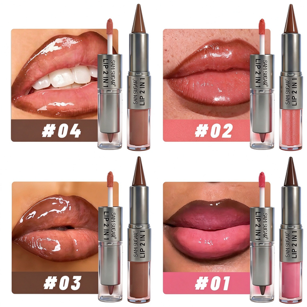 4Pcs/set Dual-Ended 2-in-1 Lip Gloss & Matte Lip Liner