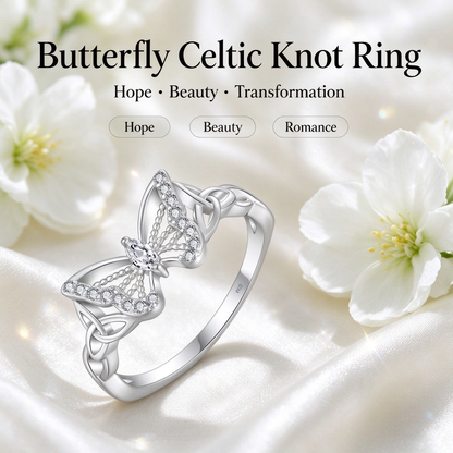 Butterfly Ring with 5A Cubic Zirconia Accent, Celtic Knot Design