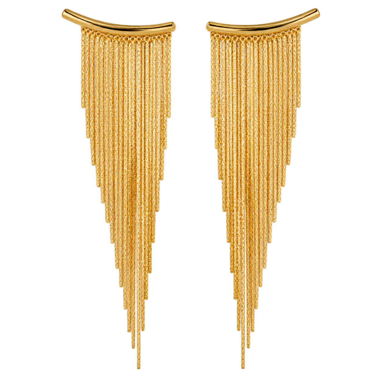 1 Pair of Fashionable and Trendy Golden Tassel Stud Earrings, Shining Daily Party Jewelry for Women