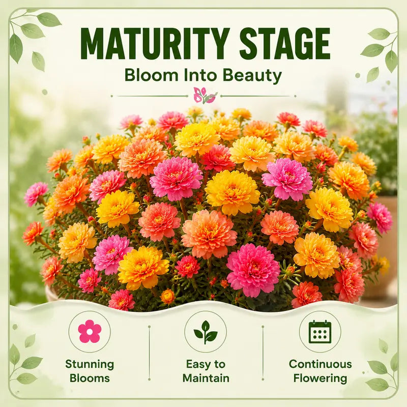 1500+Vibrant Mixed Color Double Bloom Moss Rose Seeds-Rapid Germination and High Survival Rate