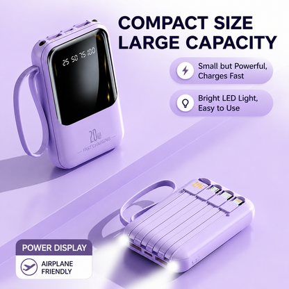 20000mAh 20W Fast Charging Portable Power Bank for Apple and Android Devices with Smart Digital Display