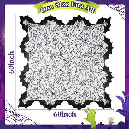 Halloween Poncho for Women, Black Lace Spider Web Cape