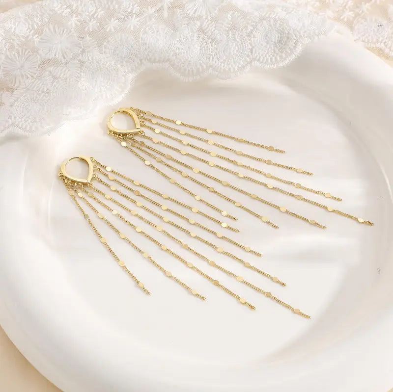 Long Tassel Earrings for Women,Chain Tassel Threader Earrings Trend Dangling