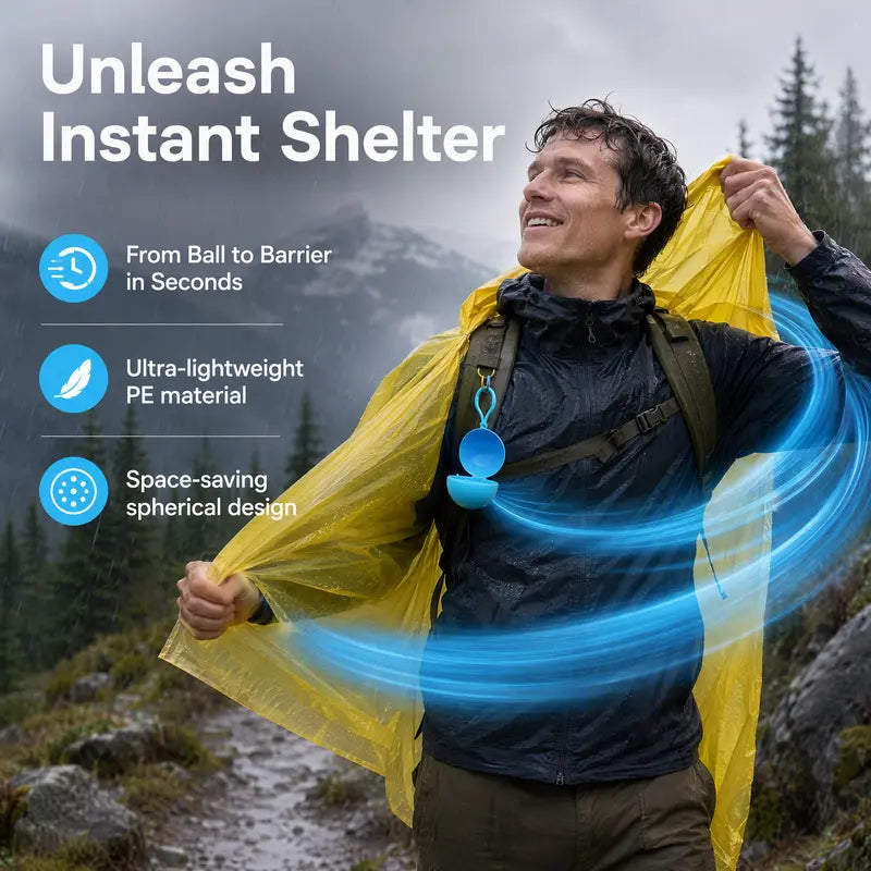 5Pcs Portable Disposable Emergency Raincoats Waterproof Rain Poncho in A Ball