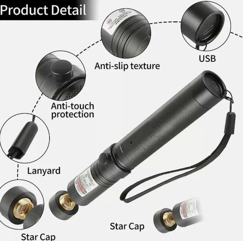 Rechargeable Green Laser Pointer/ Line Light Flashlight Long Distance Range