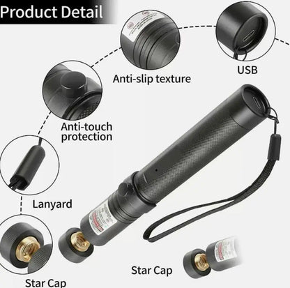 Rechargeable Green Laser Pointer/ Line Light Flashlight Long Distance Range