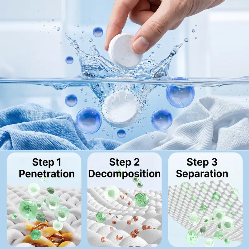 Active Oxygen Tablets—5-in-1 Fabric and Shoe Stain Remover | Easily Removes Stains