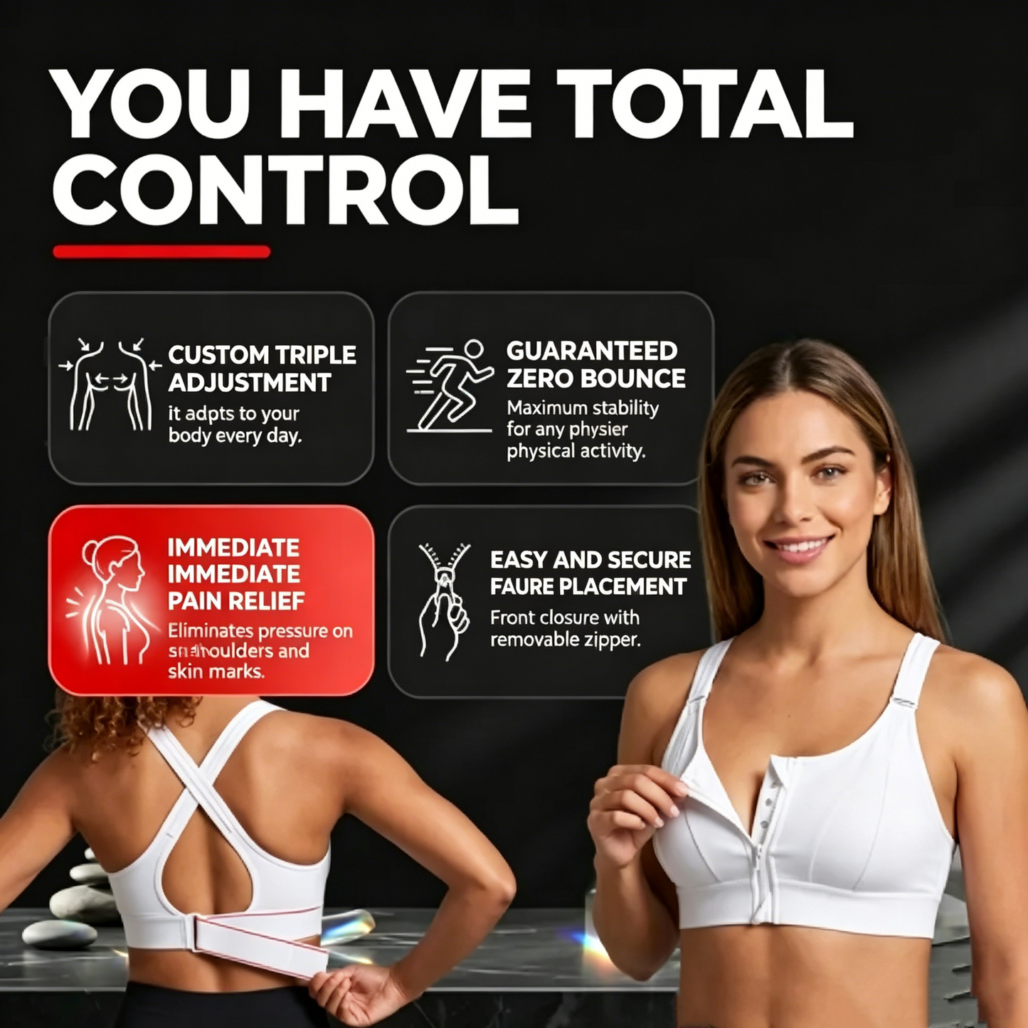 Sports Bras for Women High Impact Full Support Workout Wirefree Front Adjustable Shockproof Vest Bra