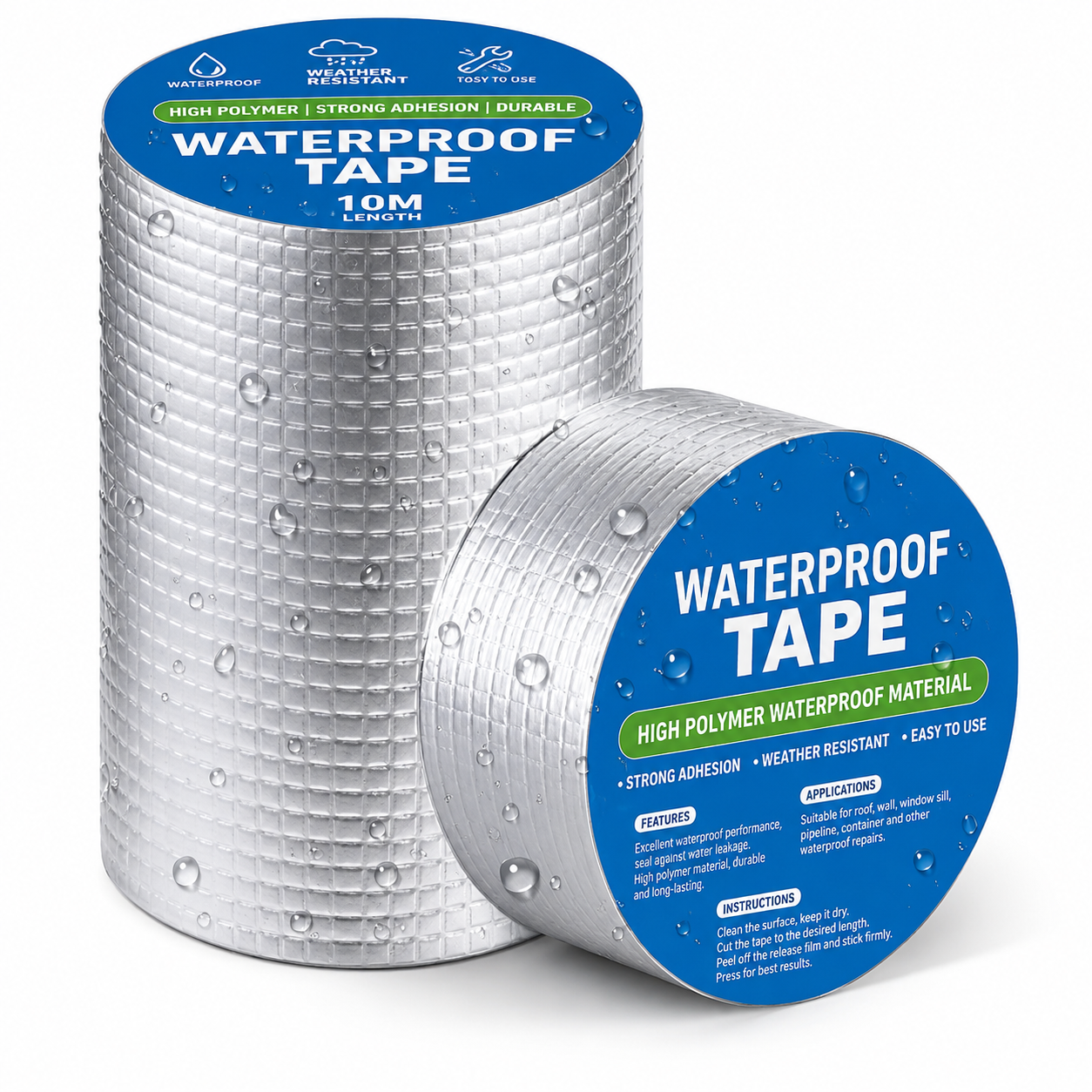 Butyl Waterproof Tape — 1.5mm Thick Aluminum Foil Repair Patch, UV-Resistant Pipe Sealing Tape
