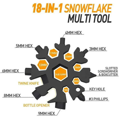 4PCS 18-in-1 Snowflake Multi Tool, Stainless Steel Wrench with Screwdriver & Bottle Opener
