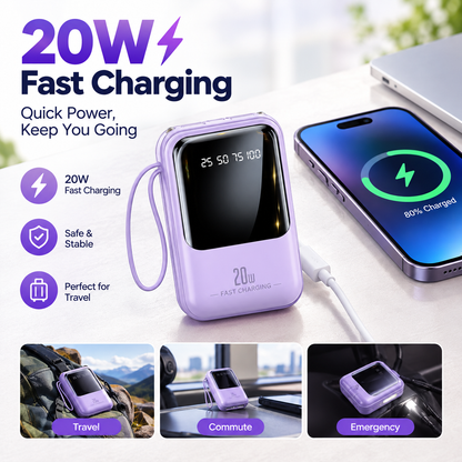 20000mAh 20W Fast Charging Portable Power Bank for Apple and Android Devices with Smart Digital Display