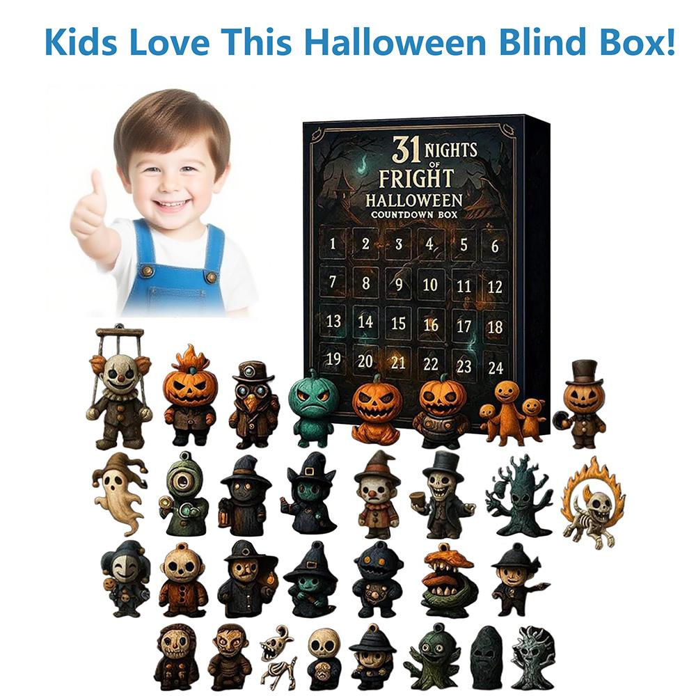 Halloween Countdown Box with Figurines - Advent Calendar Scary Mini Dolls Gift Boxs