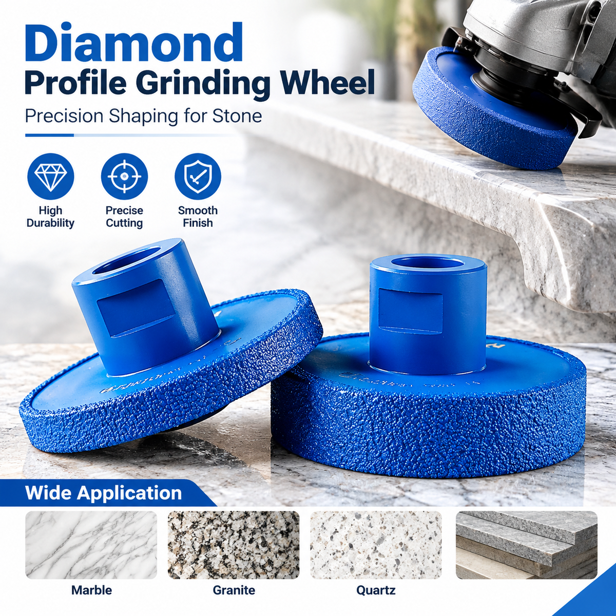 Contoured Forging Emery Diamond Grooving & Edge Profiling Wheel for Stone, 10mm/20mm