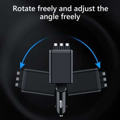 7-in-1 60W Retractable Car Charger with Star Projector Night Light and LED Decorative Light