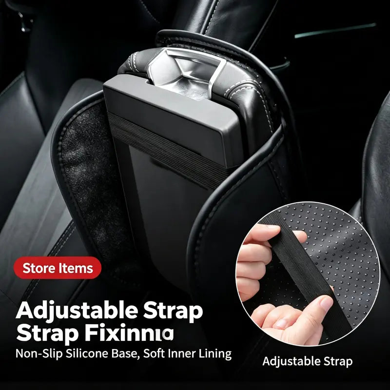 Multifunctional Car Armrest Box Cushion with Built-in Storage Bag