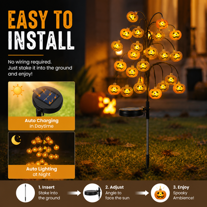 Halloween Solar Lights Pumpkin Waterproof Ground Stakes | Funny Outdoor Halloween Lights