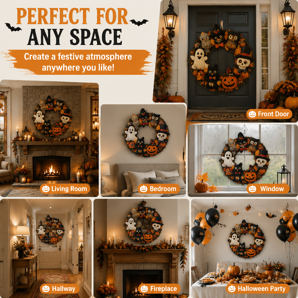 Halloween Door Hanger, Pumpkin Welcome Sign, Fall Front Door Decor