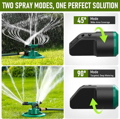 360° Rotating Lawn Sprinkler, Automatic Garden Water Sprinkler with 3 Nozzles