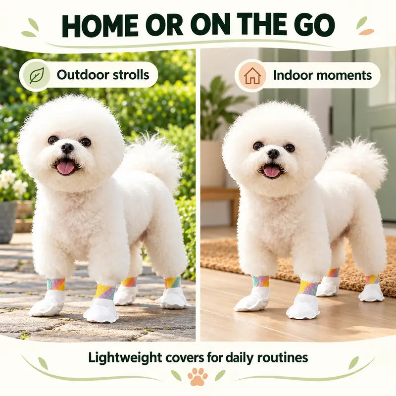 20/40/60Pcs Disposable Dog Boots,Paw Covers with Adjustable Self-Adhesive Bandage for Indoor & Outdoor Walks
