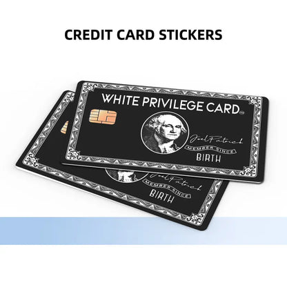 4PCS White Privilege Card Sticker Decal - Premium Vinyl Resists Wear, Peel-Off Clean