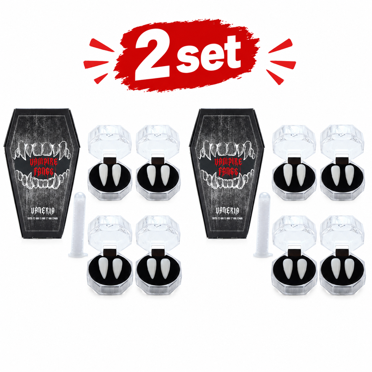 Reusable 4-Size Resin Vampire Fangs Set for Halloween