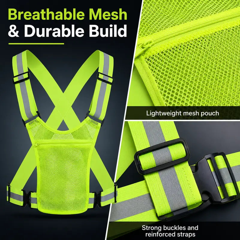 High Visibility Reflective Safety Vest - Adjustable Strap
