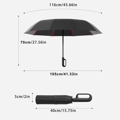 Automatic Folding Umbrella 10 Ribs Portable Windproof & Waterproof Umbrella