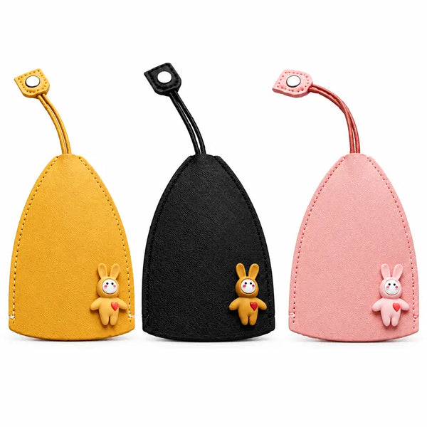 3PCS Cute Cartoon Pull-out Key Case, Portable Leather Car Key Holder