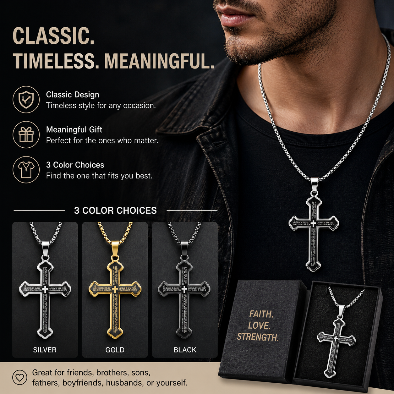 Saint St. Benedict Jesus Cross Pendant Necklace Men And Women Religious Christian Catholic Amulet Stainless Steel Jewelry