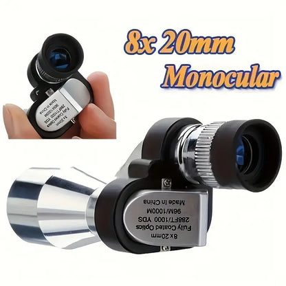 10×20 Mini Monocular Phone Telescope Distance Viewer with Adjustable Smartphone Clip