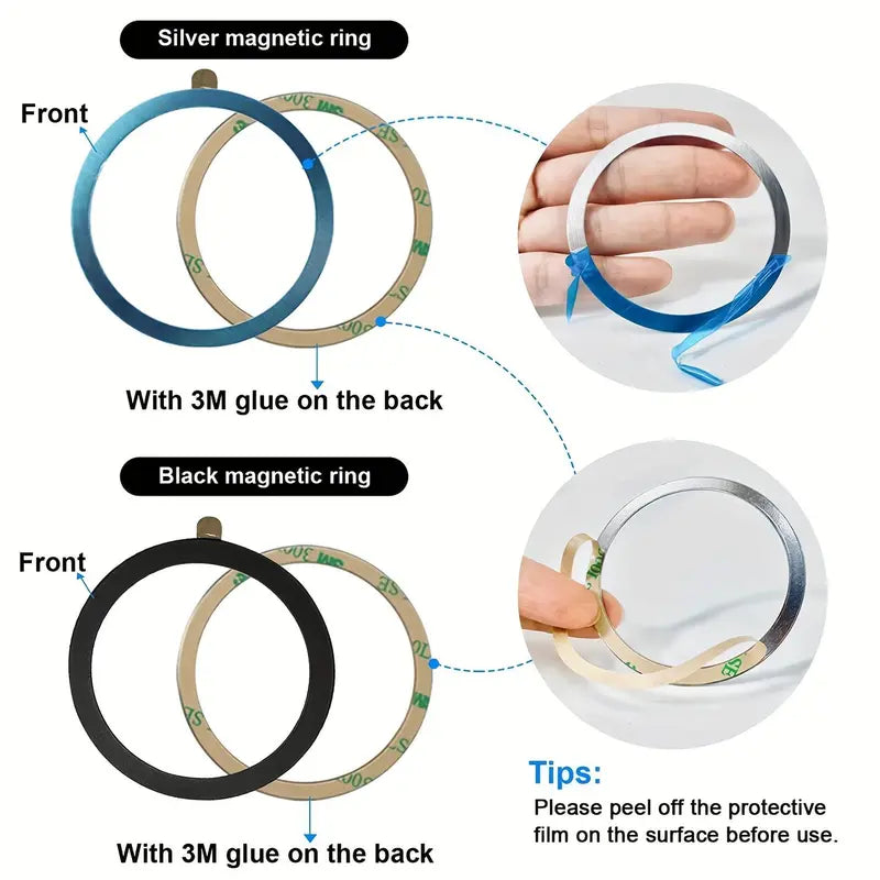 8 PCS Universal Metal Rings Sticker Compatible for Magsafe Magnetic Wireless Charger