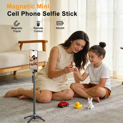 Upgraded 5-in-1 Magnetic Selfie Stick with 360° Rotatable Adjustable Magnetic Tripod Stand