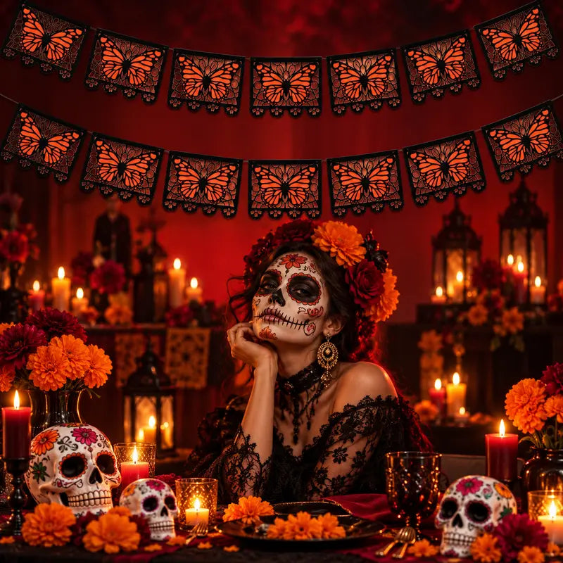 Monarch Butterfly Day of the Dead Banner 9.8FT