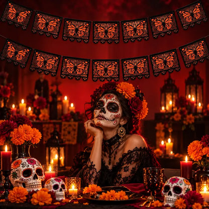 Monarch Butterfly Day of the Dead Banner 9.8FT